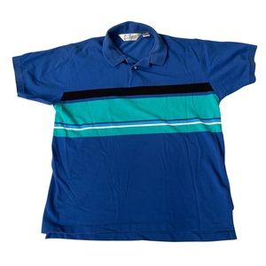 Vintage Sear’s Roebuck and Co. Men’s Striped Color block Polo Shirt Size XL